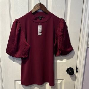 Elegant Burgundy Puff Sleeve Top